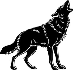 Obraz premium Detailed Black Silhouette of a Dog with Visible Fur Texture – High-Quality Pet Artwork