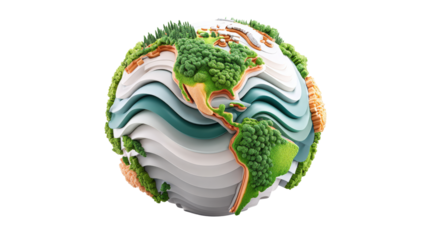 Soft shaded 3D Pastel Earth Globe