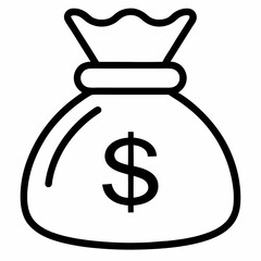 Money bag icon in flat style. Moneybag vector illustration on isolated background. Coin sack sign business concept