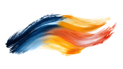 Vibrant abstract brush stroke in blue, orange, and red hues, creating a dynamic and energetic expression.