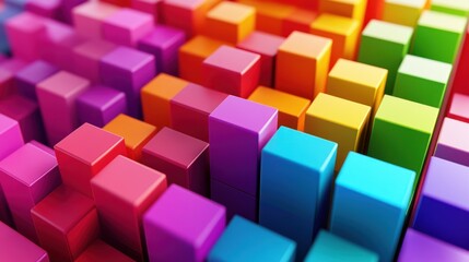 Naklejka premium Abstract colorful 3D blocks in various heights and colors.