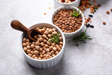 Beans, lentils, soybean, pea and chickpea