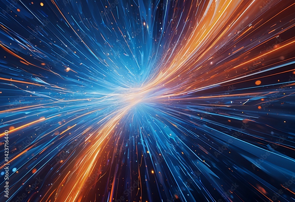 Poster a vibrant and dynamic burst of energy streaks outwards from a central point in a mesmerizing display