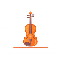 Fototapeta premium A vibrant illustration of a violin with a bow on a white isolated background, perfect for music-related projects and artistic designs.