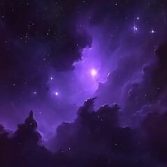 Fototapeta premium Purple Nebula Starry Night Sky