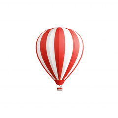 Naklejka premium A vibrant red and white striped hot air balloon, emphasizing its unique design against a clear background, perfect for showcasing adventure and travel themes.