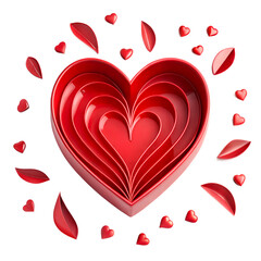 Red heart shape with layered design and decorative elements for Valentine's or decorative art projects.