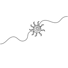 Fototapeta premium Sun icon continuous one line drawing of outline vector illustration