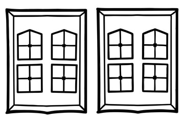 Snow-Kissed Windowpane Outline Art