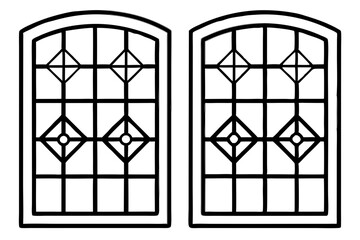 Snow-Kissed Windowpane Outline Art