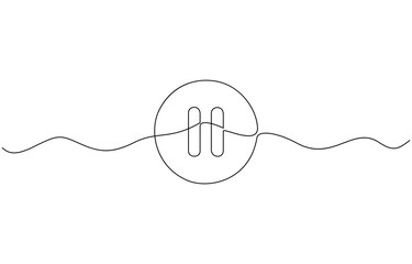 Pause icon in continuous line drawing style. Line art of pause button, One continuous line drawing of Play button. Icon of start and pause playing music video and voice message in simple linear style.