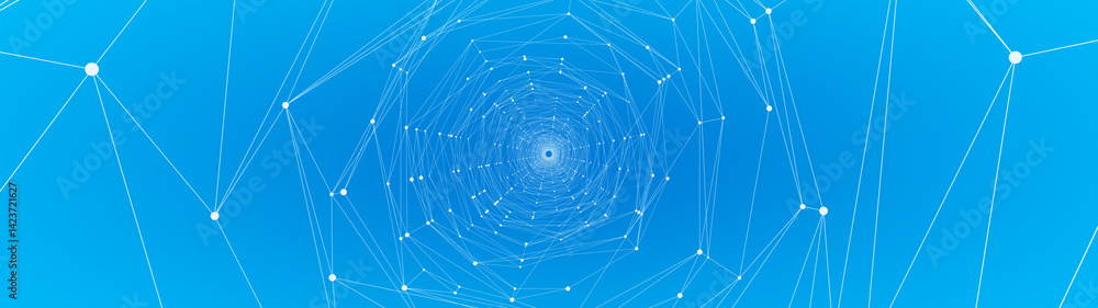 Fototapete Technology abstract background. Dots connected by lines. Minimalist mesh backdrop. Abstract polygonal radial shape. Plexus circles.