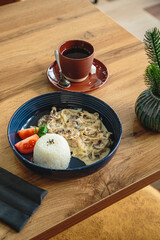 Hearty and delicious breakfast with spices