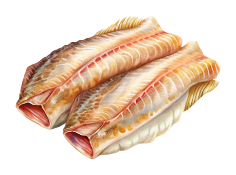 Two delectable fresh cod fillets presented artistically against a stark white backdrop