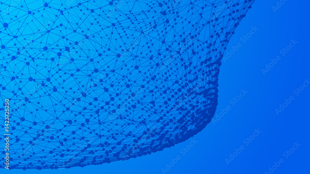Aufkleber Technology abstract shape. Dots connected by lines. Minimalist mesh shape. Abstract polygonal shape.
