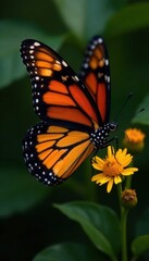 Fototapeta premium Intricate monarch butterfly wings, vibrant orange & black, wildlife, detail, illustration