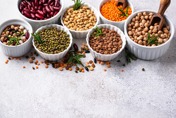 Beans, lentils, soybean, pea and chickpea