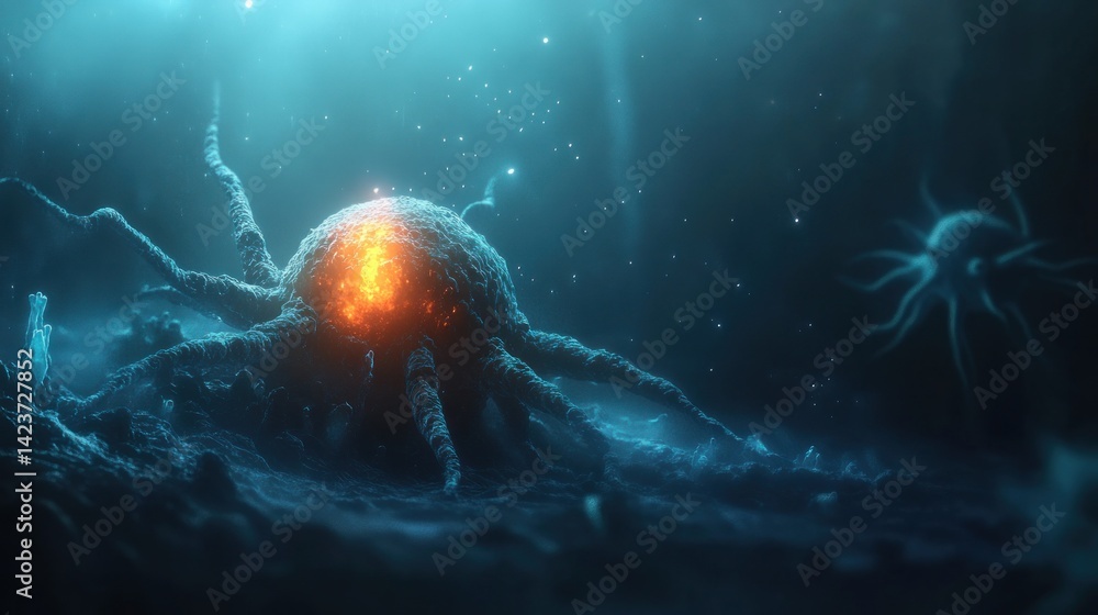 Poster microbial cell attacking a neuron