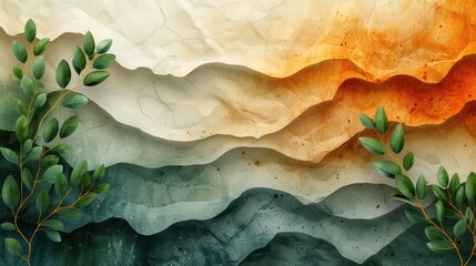 Organic Nature Inspires Design: Dreamy Composition Blending Moss Green Terracotta, Soft Beige & Textured Watercolor Accents