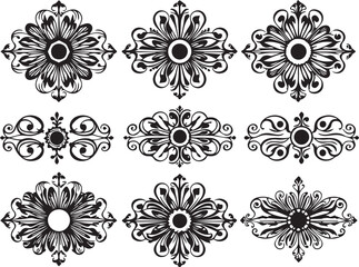 A set of elements, symbols, ornaments, mandalas. Hand drawn vector illustration