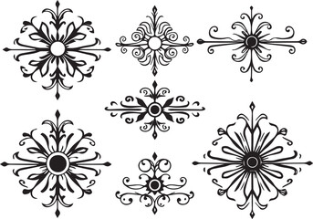 A set of elements, symbols, ornaments, mandalas. Hand drawn vector illustration
