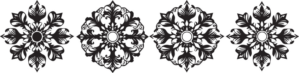 A set of elements, symbols, ornaments, mandalas. Hand drawn vector illustration
