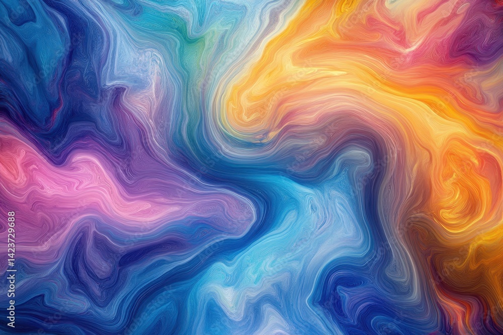 Poster vibrant swirling colors blend together in abstract art piece creating a dynamic visual experience