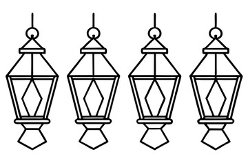 Timeless Christmas Lantern Outline Vector