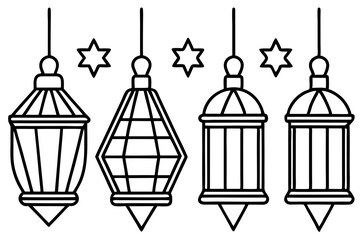 Timeless Christmas Lantern Outline Vector