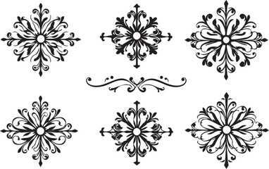 A set of elements, symbols, ornaments, mandalas. Hand drawn vector illustration