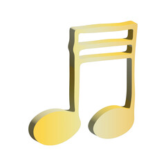 3d music note. Hand drawn musical symbol. Single element for print, web, design, decor, logo
