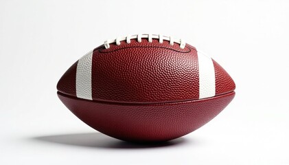 Leather american football, perfectly centered on white backdrop ,  game,  studio shot, ??