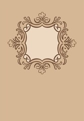 Pre-made background with frivolous frame in deep rich colors. digital illustration perfect for wedding design, covers, print, graphic arts.