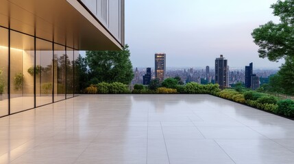 Fototapeta premium Modern rooftop terrace with city view