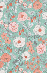 Soft Floral Design with Harmonious Colors and Leaf Details