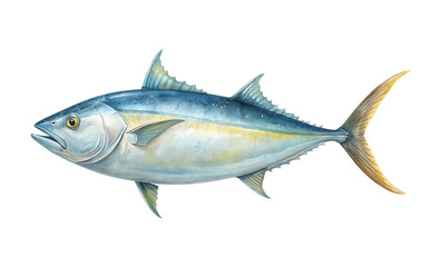 Fototapeta premium Beautiful watercolor painting of a tuna fish on a white background