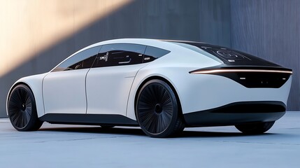 interface sleek self driving electric car with an advanced AI A