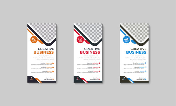 Modern design template for infographics, professional rack card design bundles, and DL flyer vector blue and dark color, geometric shape, minimalist rack card dl flyer for business promotion