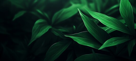 Obraz premium abstrak mozaic color of green leaf in darkness, ai generative