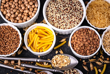 Various gluten free cereals and groats