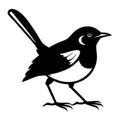 Fototapeta premium A striking monochrome image of a charming bird is captured, exuding simplicity and elegance, the artwork highlights the beauty of avian design.