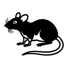 Obraz premium A striking black silhouette of a mouse, showcasing its sleek form and expressive features, stands out prominently against the clear background.