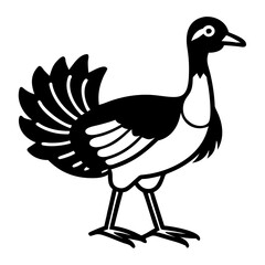 Fototapeta premium An elegant illustration of a bird showcases its graceful posture. A black and white design enhances its charm and versatility.