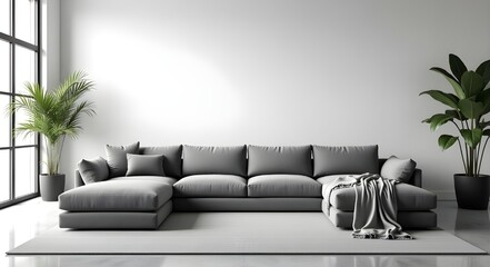 Modern Interior Design Featuring Cozy Sofa and Natural Lighting
