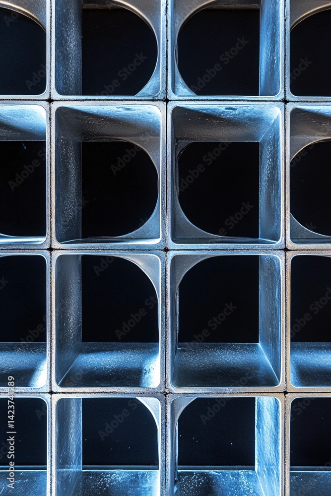 Aufkleber Repetitive square and round metallic structure forming pattern