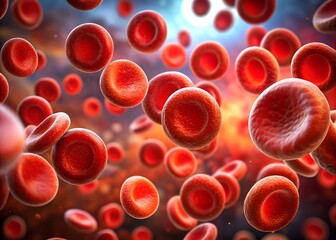 Surreal Red Blood Cells Floating Air - Abstract Microscopic Photography