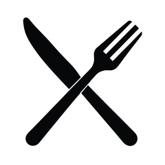 crossed knife and fork stencil icon vector illustration
