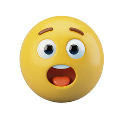 Fototapeta premium Surprised Emoji, Yellow Face, Shocked Expression, Transparent Background