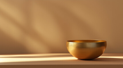 tibetian singing bowl for buddhist chant and meditation isolated on brown background