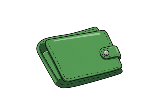 緑の財布 シンプル描写 滑らか質感